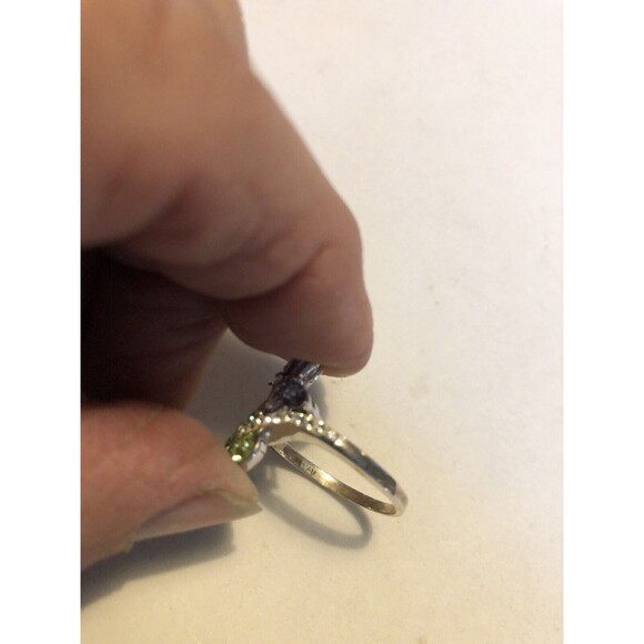 Beautiful Sterling Silver Butterfly Flower Ring Colorful Swarovski Crystal SZ8.5 - Picture 3 of 8